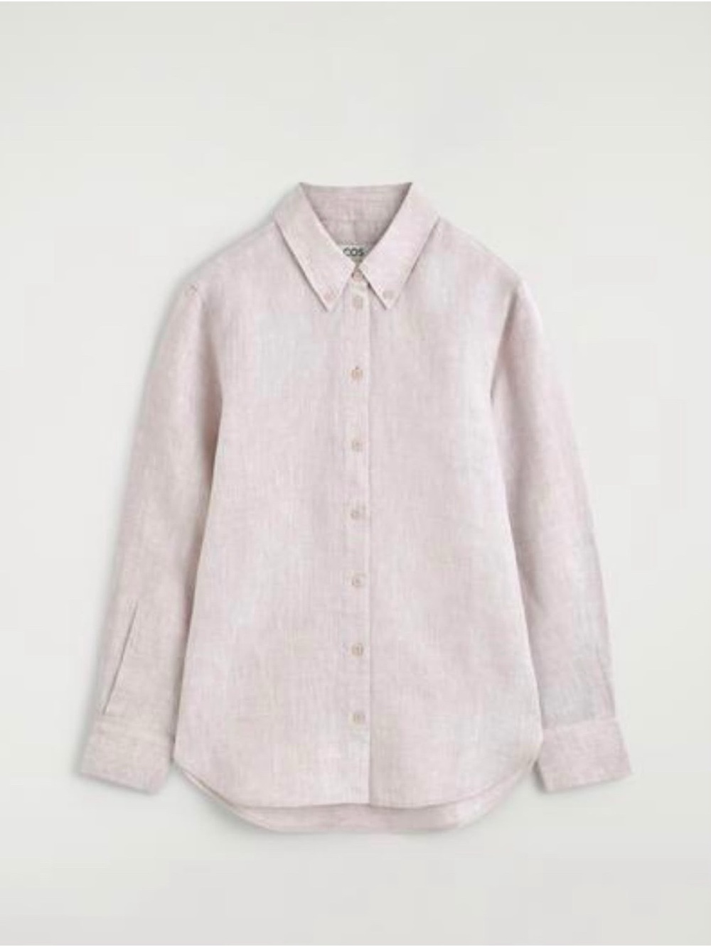 COS Button-Down Collar Linen Shirt and Barrel Pant Set - Light Pink